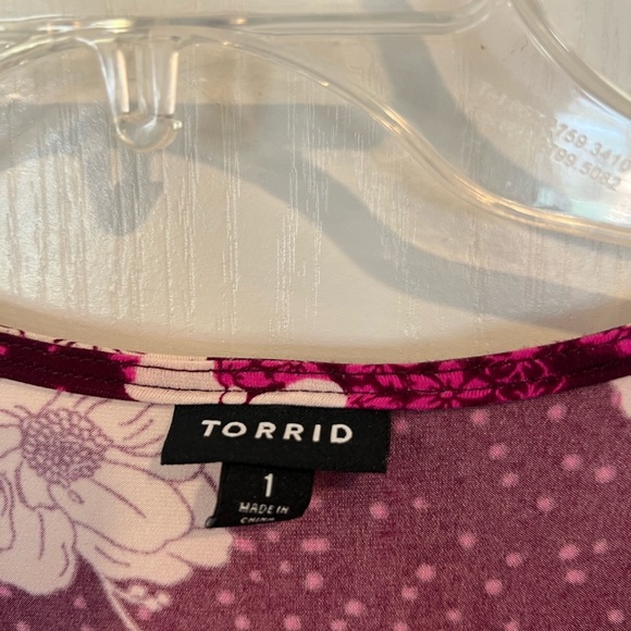 Torrid Burgundy Floral Faux Wrap Dress - Picture 3 of 8